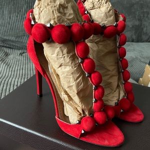 ALAÏA Red La Bombe 110 studded suede heel sandals; size 38.5